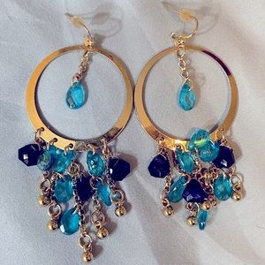 CHARMING CHARLIE Gold & Blue Earrings